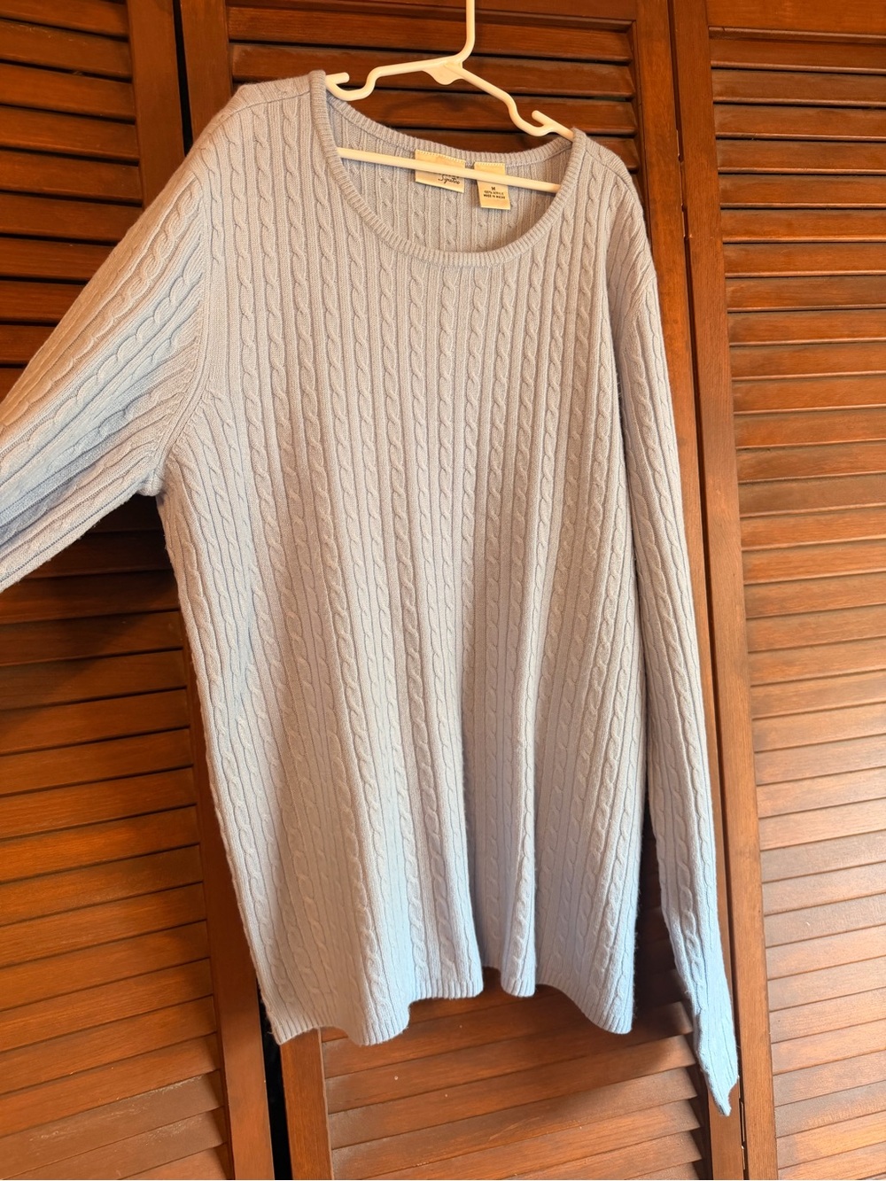 Kim Rogers Pale Blue Cable Knit Crewneck Sweater